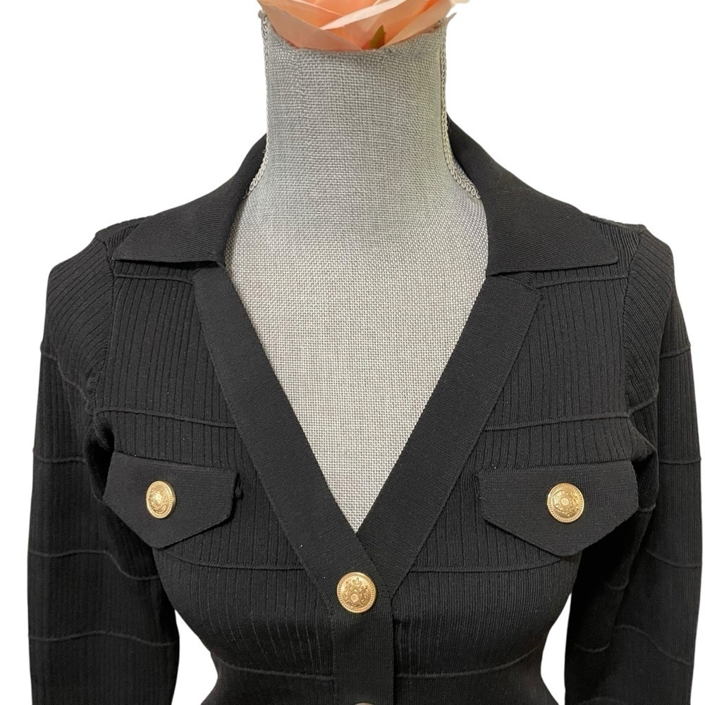 MAEVE By Anthropologie Collared Cardigan Sweater Women's Size XXS Black - Picture 5 of 13